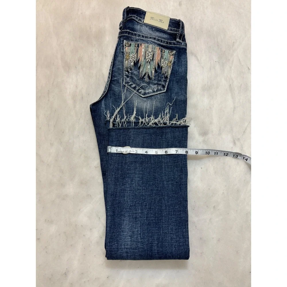 Miss Me Jeans Womens Bootcut Embellished Pocket Blue Denim‎ Size 26 - Picture 2 of 14